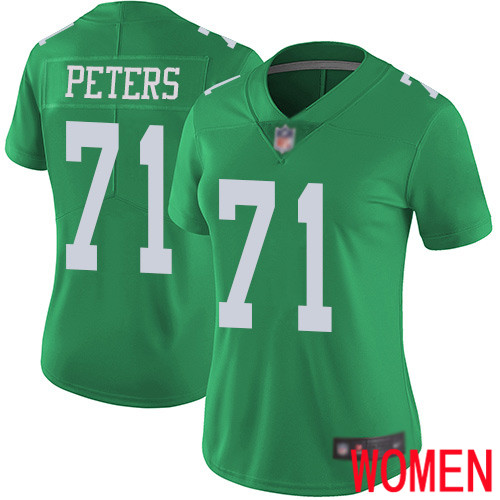 Women Philadelphia Eagles #71 Jason Peters Limited Green Rush Vapor Untouchable NFL Jersey Football->nfl t-shirts->Sports Accessory
